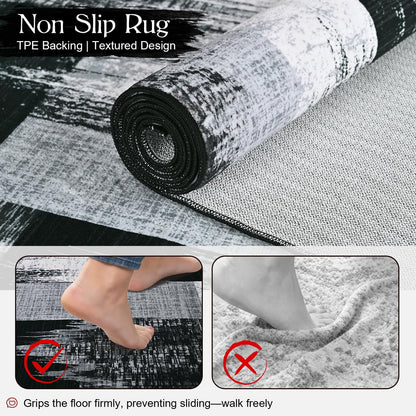 Bleum Cade 5x7 Abstract Area Rugs for Living Room, Modern Geometric Rug Non Slip, Patchwork Washable Soft Bedroom Rug Stain Resistant, Indoor Rugs Low Pile Carpet