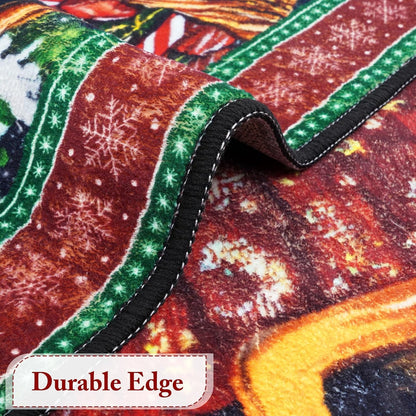 BLUEM CADE Santa Claus Christmas 5' x 7' Area Rug for Living Room Bedroom,Xmas Decor Machine Washable Rug Carpet with Non-slip Backing