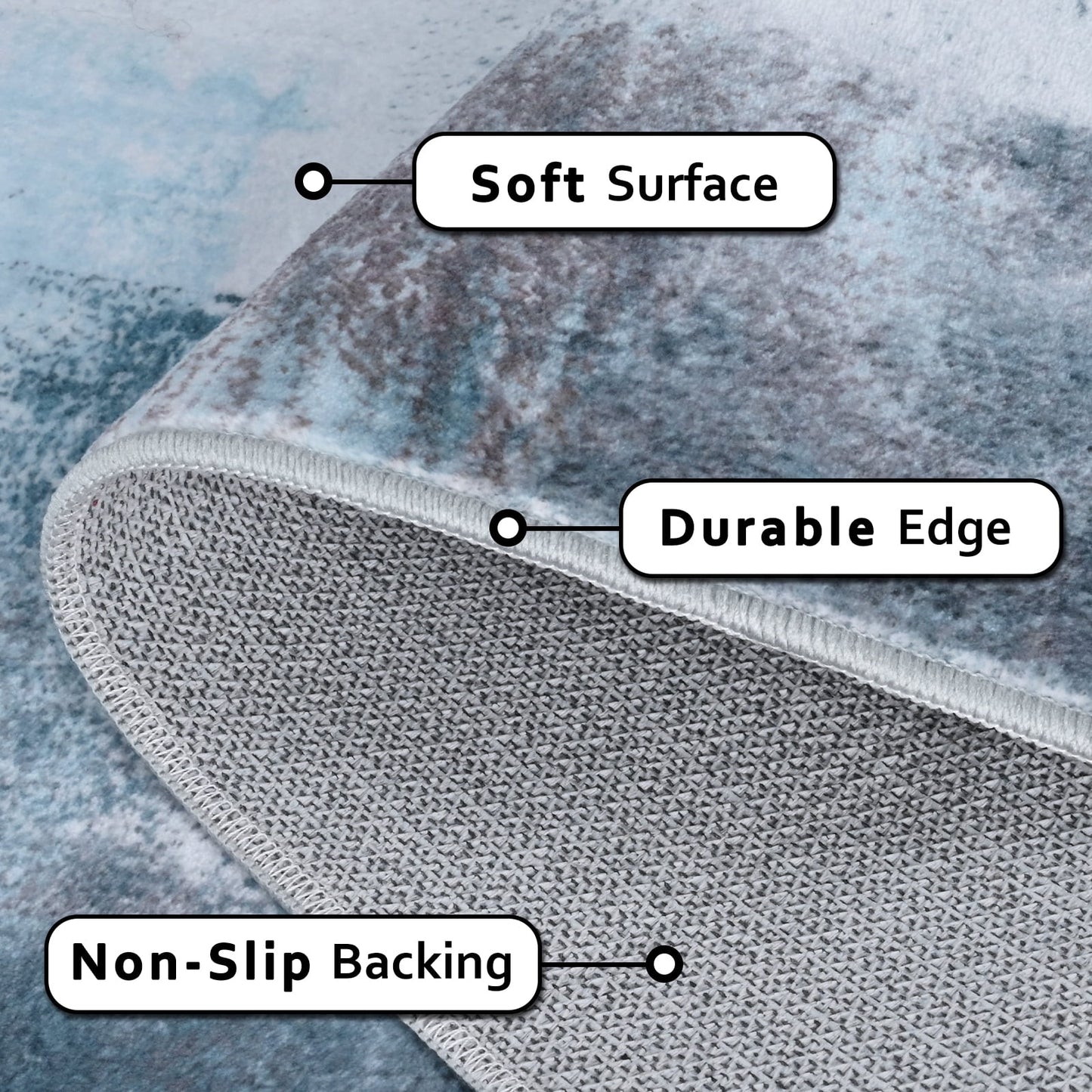 Bleum Cade 2x3 Doormat Washable Rug,Large Soft Modern Non Slip Abstract Bedroom Rug,Contemporary Area Rugs for Bathroom,Blue