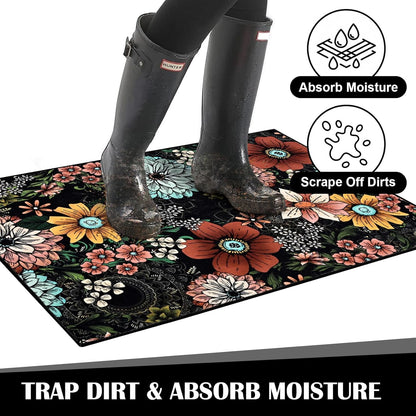 BLEUM CADE Boho Floral Area Rugs 2x3 Entryway Rug,Non Slip Washable Door Mat Outdoor Indoor Welcome Mat for Entrance
