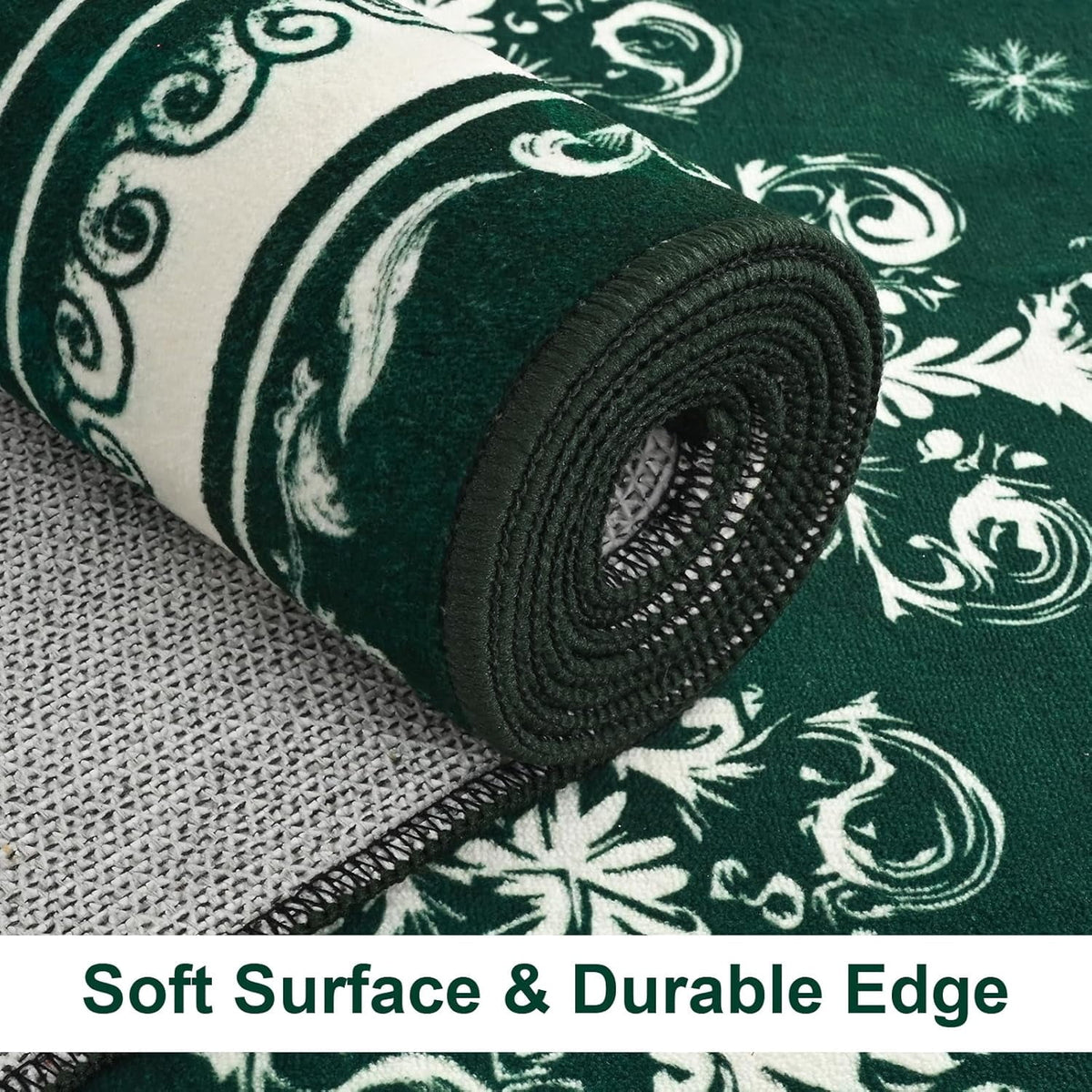 BLEUM CADE Christmas Snowflake Area Rugs 8'x10' for Living Room, Washable Rugs for Bedroom Dinning Room,Ultra Soft Non Slip Durable Large Carpet Christmas Decorations,Green