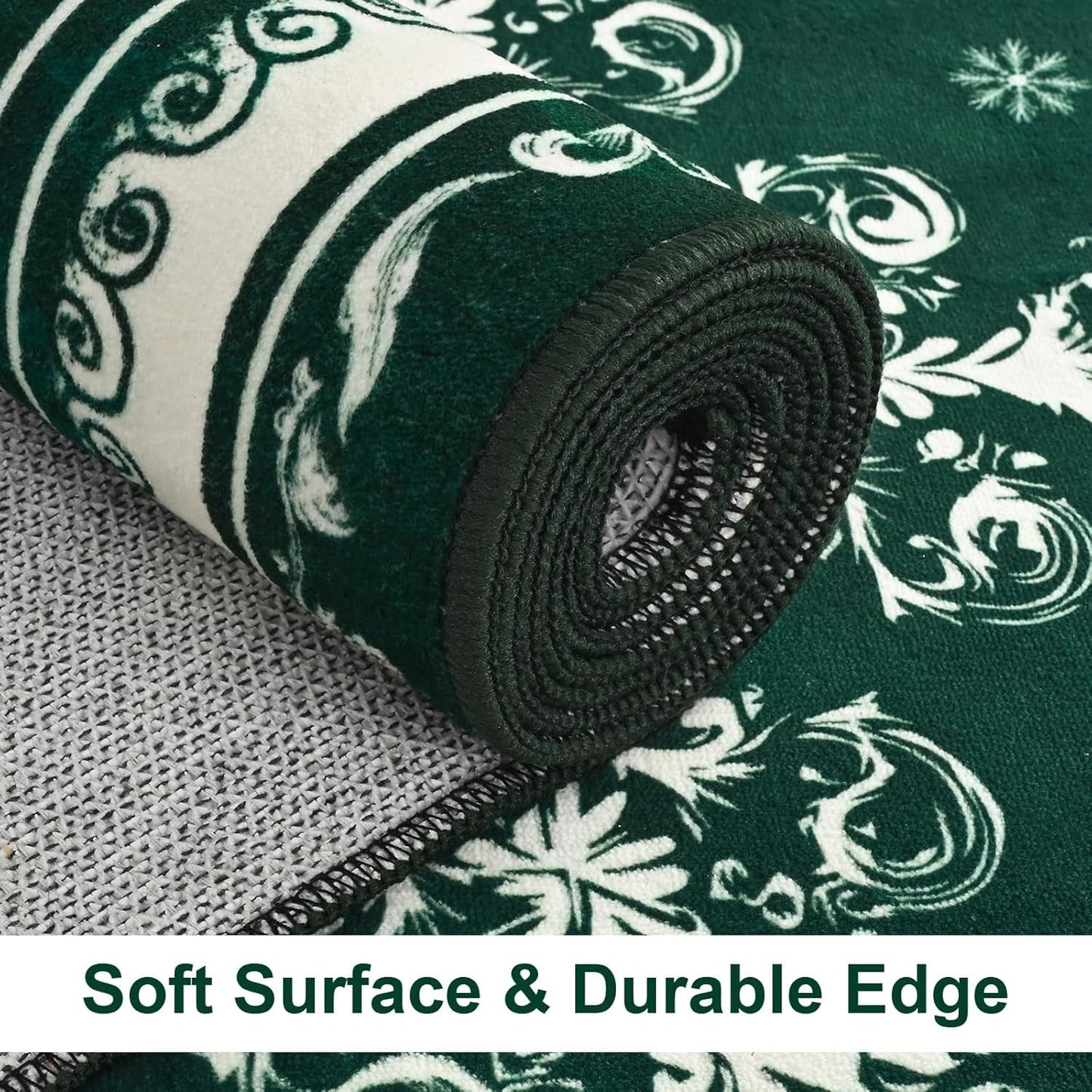 BLEUM CADE Christmas Snowflake 5'x7' Area Rugs for Living Room, Washable Rugs for Bedroom Dinning Room,Ultra Soft Non Slip Durable Large Carpet Christmas Decorations,Green